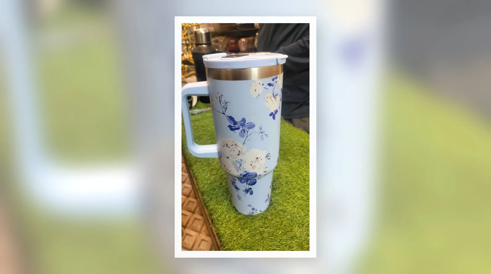 Blue Floral Handled Tumbler, photo 2