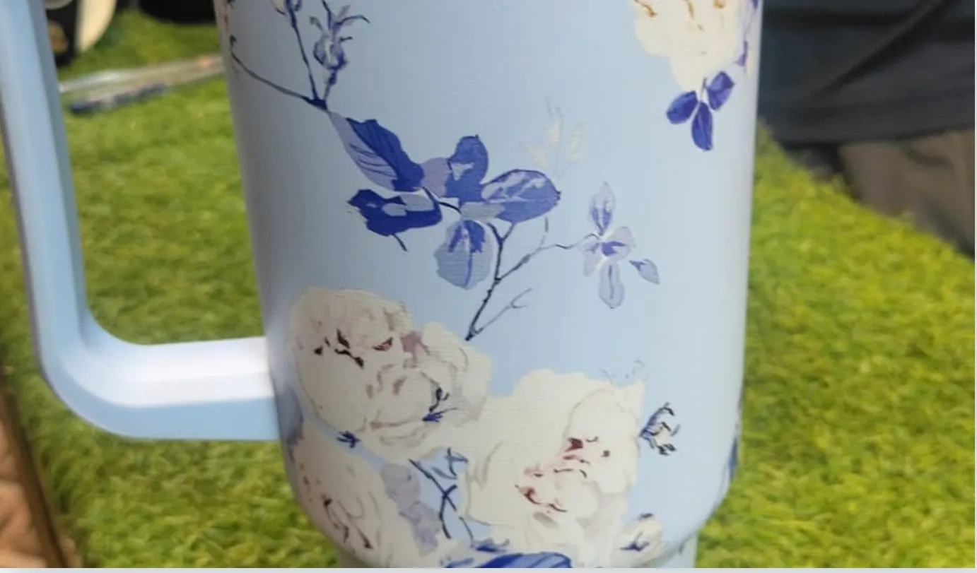 Blue Floral Handled Tumbler, photo 3